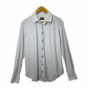 Giorgio Armani Striped Dress Shirt Blue White 42 16.5 Long Sleeve Button Down
